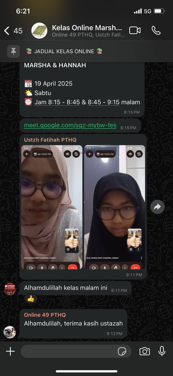Maklum balas kelas mengaji online